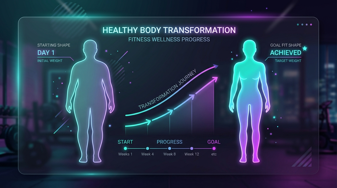 Body Transformation Visual — แสดงการเปลี่ยนแปลงรูปร่างจากการลดน้ำหนักตามตาราง